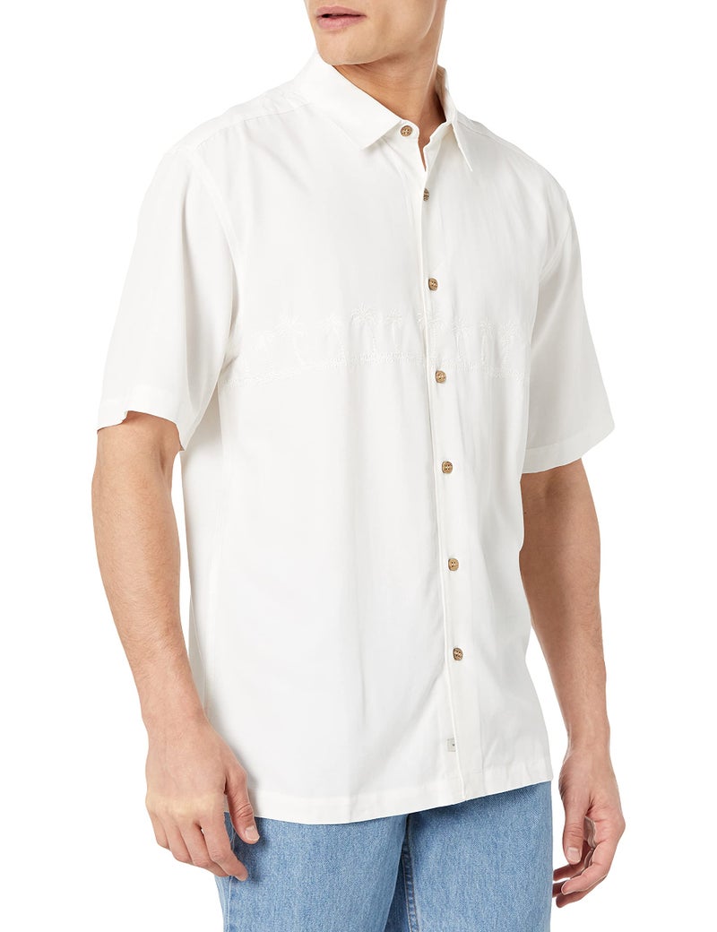 QUIKSILVER قميص كويك سيلفر للرجال بتصميم زهور برباط 4 أزرار، أبيض، كبير جداً - Image 4